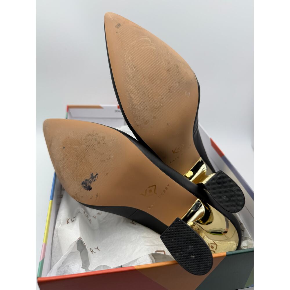 Katy Perry Laterr Pumps Black Gold Mirror Heels Size 9 Pointed Toe Original Box - Picture 10 of 11
